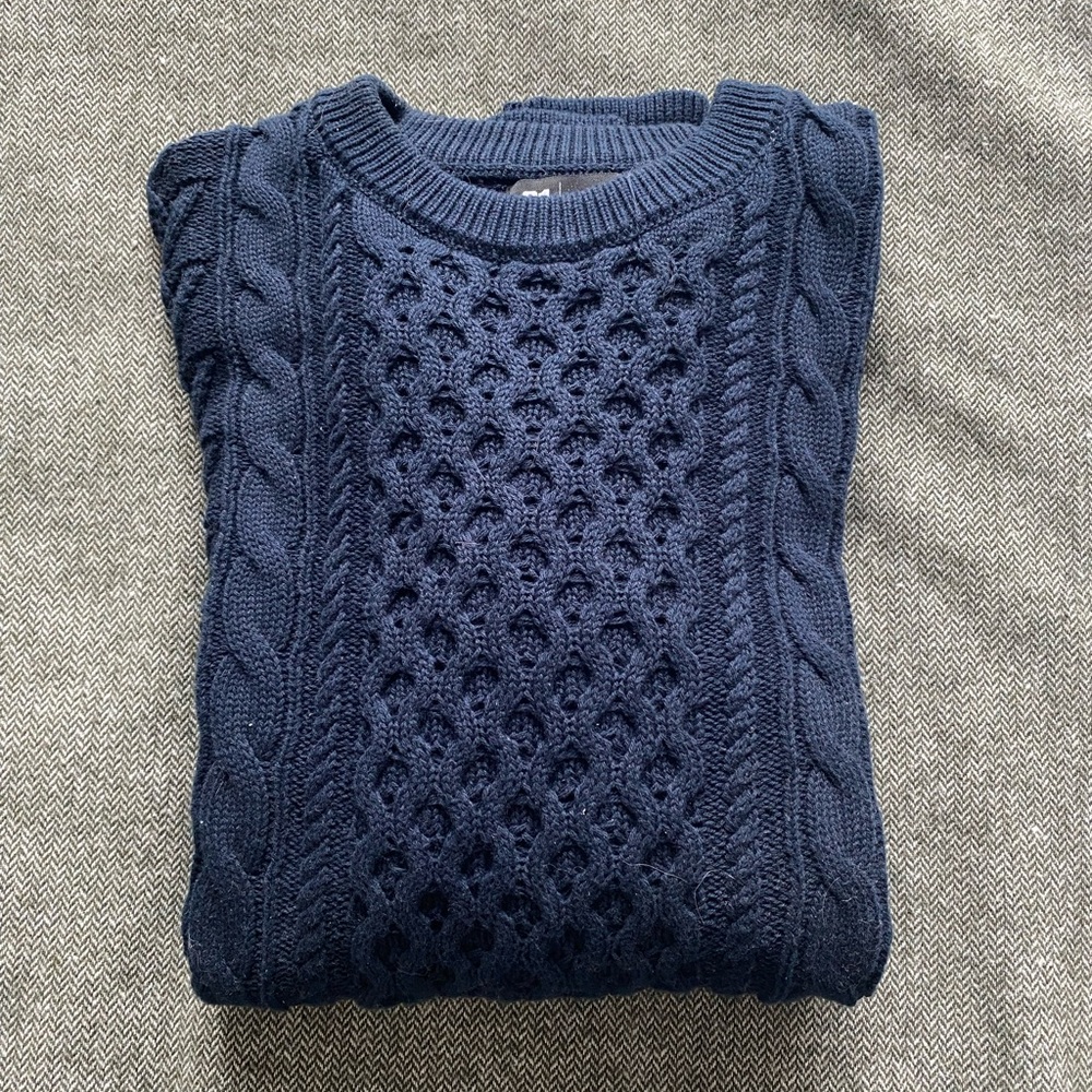 Navy Cable Knit Sweater